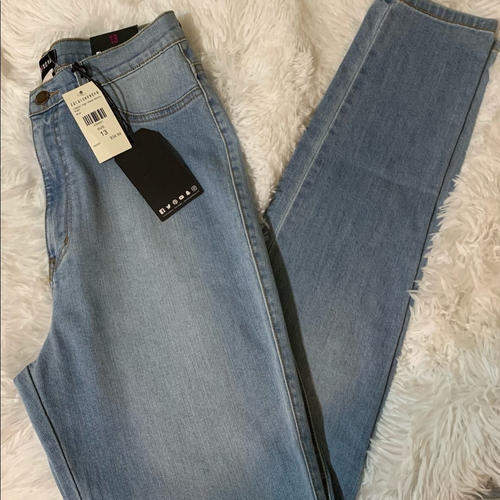Size 13 blue fashion nova high waisted jeans